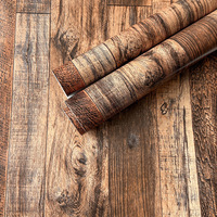 Autocollant PVC effet bois vintage américain, auto-adhésif, pelable et repositionnable, décoration murale 3D, résistant à l'humidité, pour la rénovation de portes et meubles