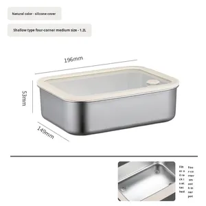 Boîte à <span class=keywords><strong>lunch</strong></span> en acier inoxydable 304 avec récipient intérieur amovible, couvercle étanche, compatible lave-vaisselle, pour la maison, les voyages, le stockage des aliments bento - Product Image 5