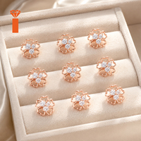 Boucles d'oreilles en moissanite, argent sterling 925, clous en forme de cœur et de fleur en or rose, prêtes à être expédiées, vente en gros, boucles d'oreilles en moissanite pour femmes