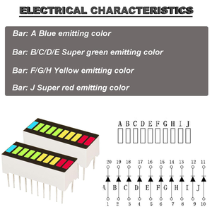 Aismartlink 10 đoạn dẫn thanh đồ thị hiển thị màu đỏ vàng xanh xanh chỉ báo Thanh màu + 6 cái Dip-20 ổ cắm - Product Image 4