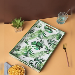 Bandeja de servicio personalizable de madera e impresa con esmalte a precio mayorista de Indian Handicraft de F S International - Product Image 1