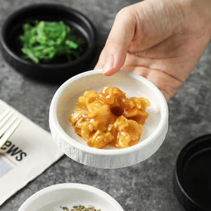 Vente en gros d'assiettes rondes en céramique, ensemble de plats <span class=keywords><strong>à</strong></span> sauce Texture de roche, plat de service de <span class=keywords><strong>restaurant</strong></span> pour ajouter de l'apéritif Banchan et sauces - Product Image 4