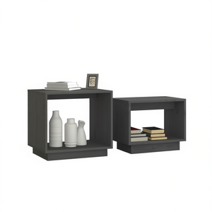 Tavolino da Caffè Piccolo Impilabile in Legno di Pino Grigio, Arredamento Moderno Minimalista per Soggiorno - Product Image 1