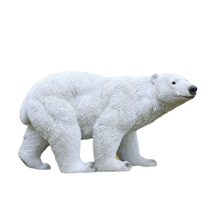 Escultura de Oso Polar Blanco de Tamaño Real en FRP, Pintada a Mano, Artesanía Artística, Decoración Navideña - Product Image 1