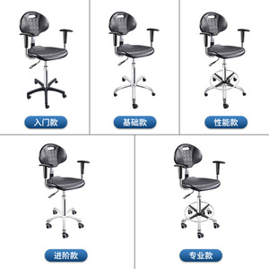 Hewei Industrial Chair PU Material Height <b>Adjustable</b> With Armrests And Casters For Cleanroom Hospital Lab Factory Use - Product Image 4