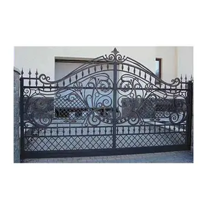 Puerta exterior de jardín, puerta de entrada de villa, diseño de puerta principal de hierro forjado de alta calidad, buen precio