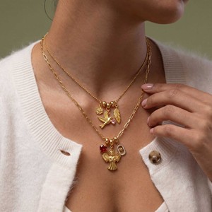 Collana con Ciondolo <span class=keywords><strong>Luna</strong></span> Placcato Oro 18K Sottovuoto, Catena in Acciaio Inossidabile con Zirconi, Gioiello Personalizzato con Pietra Portafortuna - Product Image 4