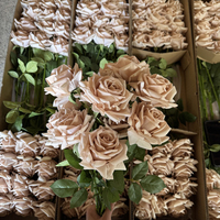 Vente en gros d'usine, roses artificielles en soie de qualité supérieure, en vrac, pas chères, branche unique de 65 cm, 12 cm, rose rouge, toucher réel, pour la décoration