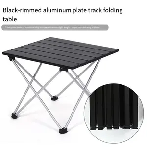 طاولة تخييم محمولة قابلة للطي طاولة معسكر ألومنيوم طاولة قابلة للطي خفيفة الوزن تصميم جديد نزهات شواء في الهواء الطلق معدنية سوداء اللون