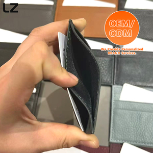 محفظة بطاقات جلدية مخصصة من LZ بنمط حبيبات وليتشي، تصميم نحيف وبسيط مع خاصية منع قراءة البطاقات RFID، مناسبة للجيب الأمامي - Product Image 2