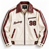 Veste de course en cuir pour homme sur mesure OEM, broderie chenille, veste en cuir avec logo personnalisé, design de veste à revers, veste en cuir vintage