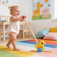 Jouets en bois pour l'éducation de la petite enfance Caneton Push Pull Walking Toys
