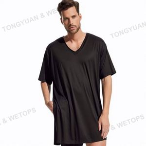 <strong>Mens</strong> Sleepshirt <strong>Nightshirt</strong> V Neck Short Sleeve Soft Nightgown Pajamas Plus Size <strong>Men's</strong> Sleepwear - Product Image 2