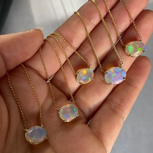 Exquisite New Design Natural Gemstone Pendant 925 Sterling Silver Precious Stone Oval Cut Natural Australian Fire <strong>Opal</strong> <strong>Necklace</strong> - Product Image 1