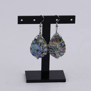 MOP225 Tree of Life Ciondola Gli <span class=keywords><strong>Orecchini</strong></span> Abalone Teardrop Shell A Mano Filo Avvolto Orecchino di Goccia - Product Image 4