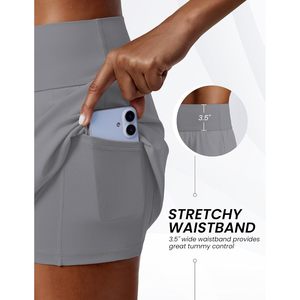 Falda de tenis para mujer, cintura alta, línea A, ligera, atlética, para golf, con bolsillo para pantalones cortos, ropa deportiva - Product Image 4