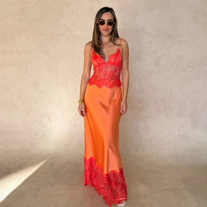 Abiti Eleganti da Donna con Scollo a V Profondo, Senza Maniche, <span class=keywords><strong>Sexy</strong></span>, con Allacciatura al Collo, Abito da Sera Estivo, Elegante <span class=keywords><strong>Vestito</strong></span> da Festa in Pizzo <span class=keywords><strong>Trasparente</strong></span> con Schiena Scoperta - Product Image 6