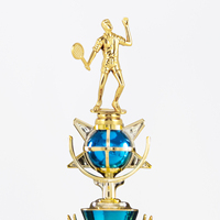 Trofeos de Bádminton de Alta Calidad, Diseño Azul Dorado, Impresión UV, ABS, Premio Popular RZ09