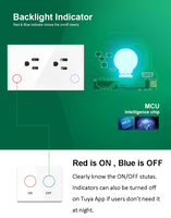 Prise murale intelligente Wifi/Zigbee avec écran tactile en verre, double prise, minuterie, surveillance de la consommation électrique, compatible avec Google Alexa, 120 US AU Tuya Smart Life