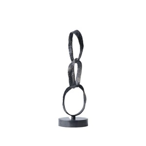 Modern Abstract Electroplated Metal Cast Iron Geometric <strong>Circle</strong> Ornament Black Tabletop Living Room TV <strong>Cabinet</strong> - Product Image 5