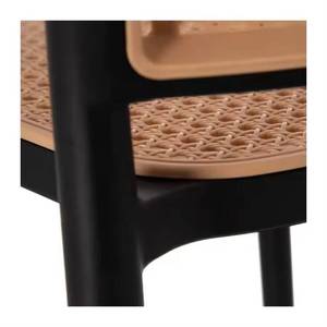 Chaise de bistrot de style moderne pour restaurant extérieur, café, en plastique et rotin, chaises de salle à manger - Product Image 5