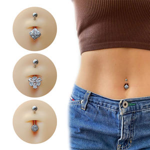 Gato ombligo anillos moda Sexy Piercing joyería Acero inoxidable mariposa circón vientre anillo - Product Image 3