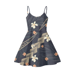 A buon prezzo elegante cena All-Match moda polinesiano Design tribale abito a tracia floreale con stampa arancio <span class=keywords><strong>palma</strong></span> abito sottoveste - Product Image 3