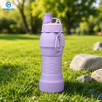 Gourde souple de sport et de voyage de 600 ml, sans BPA, pliable en silicone, bouteille pliable à boire directement, compatible lave-vaisselle, pour le camping