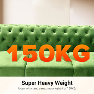 Sofá Chesterfield de Terciopelo Verde de 3 Plazas, Sofá Comercial Acolchado para Salón, Muebles Tapizados para Vestíbulo de Hotel con Brazos Enrollados - Product Image 2