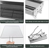 Barbecue portable pliable en acier inoxydable avec logo personnalisé pour camping et pique-nique en extérieur – Vente en gros