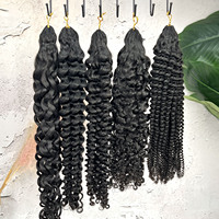 Extensiones de Cabello de Ganchillo One Donor Miracle Knots, Cabello Virgen 100% Grado 12A, Trenzas de Cabello Humano Rizado Estilo Boho