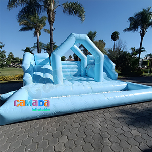 Château gonflable bleu clair pour enfants avec double toboggans Combo <span class=keywords><strong>Chateau</strong></span> Gonflable Terrain de jeux gonflable extérieur pour enfants - Product Image 4