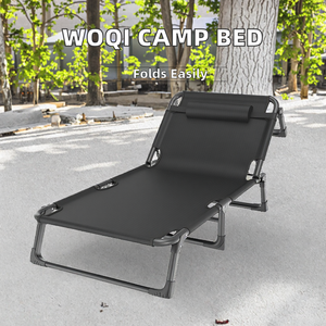 Lit de camp inclinable réglable à 4 positions, pliable et portable, en métal, pour camping en extérieur, plage, chambre et salon, 1 pliage - Product Image 4