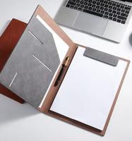 Carpeta de cuero pu A4 personalizada para conferencias, carpeta ejecutiva de negocios para hotel, portafolio con soporte para bolígrafo