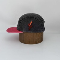 Casquette de camping 5 panneaux, casquette personnalisée non structurée bicolore délavée, casquette personnalisée