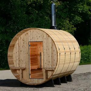 Sauna da Esterno dal Design Moderno, Sauna a Botte a 2 Livelli con Porta in Vetro con Cornice Nera e Accessori - Product Image 2