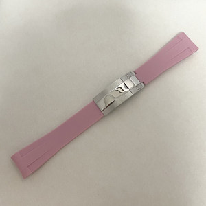 Accessoire de montre, fermoir pliant en acier inoxydable, 20mm x 18mm, Interface incurvée, bracelet en caoutchouc rose, léger - Product Image 4