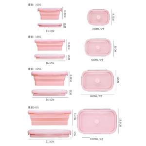 Boîte alimentaire pliable en silicone, compatible micro-ondes et réfrigérateur, avec couvercle hermétique chauffable, organisateur et rangement de cuisine - Product Image 5