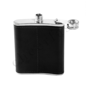 Gourde à whisky en acier inoxydable 304, enveloppée de cuir PU noir, 7-8 oz, pour whisky, <span class=keywords><strong>rhum</strong></span>, témoin de mariage, meilleur homme, ouvre-boîte de mariage - Product Image 2