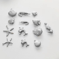 Pendentifs et breloques étanches en acier inoxydable plaqué or 18 carats, motifs sirène, coquillage, étoile de mer, dauphin, tortue, pour la fabrication de bijoux