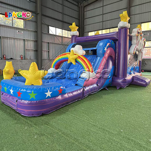 Château gonflable d'extérieur avec toboggan et piscine, château gonflable licorne pour fête d'enfants - Product Image 2