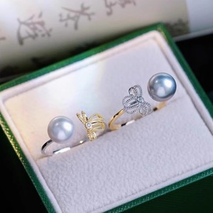 Anillo de Plata S925 con Decoración Hueca de Moda y Cuentas Redondas de 10-12 mm, Anillo Ajustable con Incrustaciones, Accesorio 10521DIY - Product Image 3