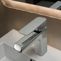 Robinet de lavabo moderne à poignée unique, eau chaude/froide, laiton chromé, thermostatique, montage sur plan, mitigeur pour évier avec valve en céramique