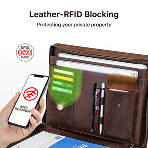 Coque de Porte-Documents Personnalisée en <span class=keywords><strong>Cuir</strong></span> Véritable <span class=keywords><strong>14</strong></span> <span class=keywords><strong>Pouces</strong></span> RFID, Étui Vintage Slim en <span class=keywords><strong>Cuir</strong></span> pour Macbook Pro Air M2 13.6, Sacs et Housses pour Ordinateur Portable - Product Image 6