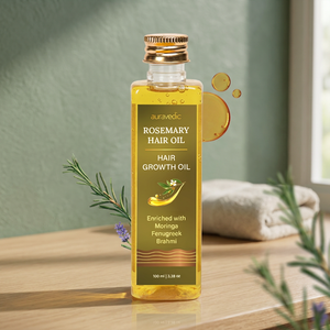 Huile Capillaire Bio au Romarin Auravedic, Végane, Infusée aux Herbes, Hydratante et Nourrissante pour Cheveux Abîmés, Anti-Chute, en Flacon - Product Image 3