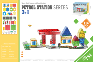 Gasolinera con imanes Coche Avión Semáforos 7,5 cm Tamaño grande Nuevo diseño de bloques de construcción Regalos para niños - Product Image 4