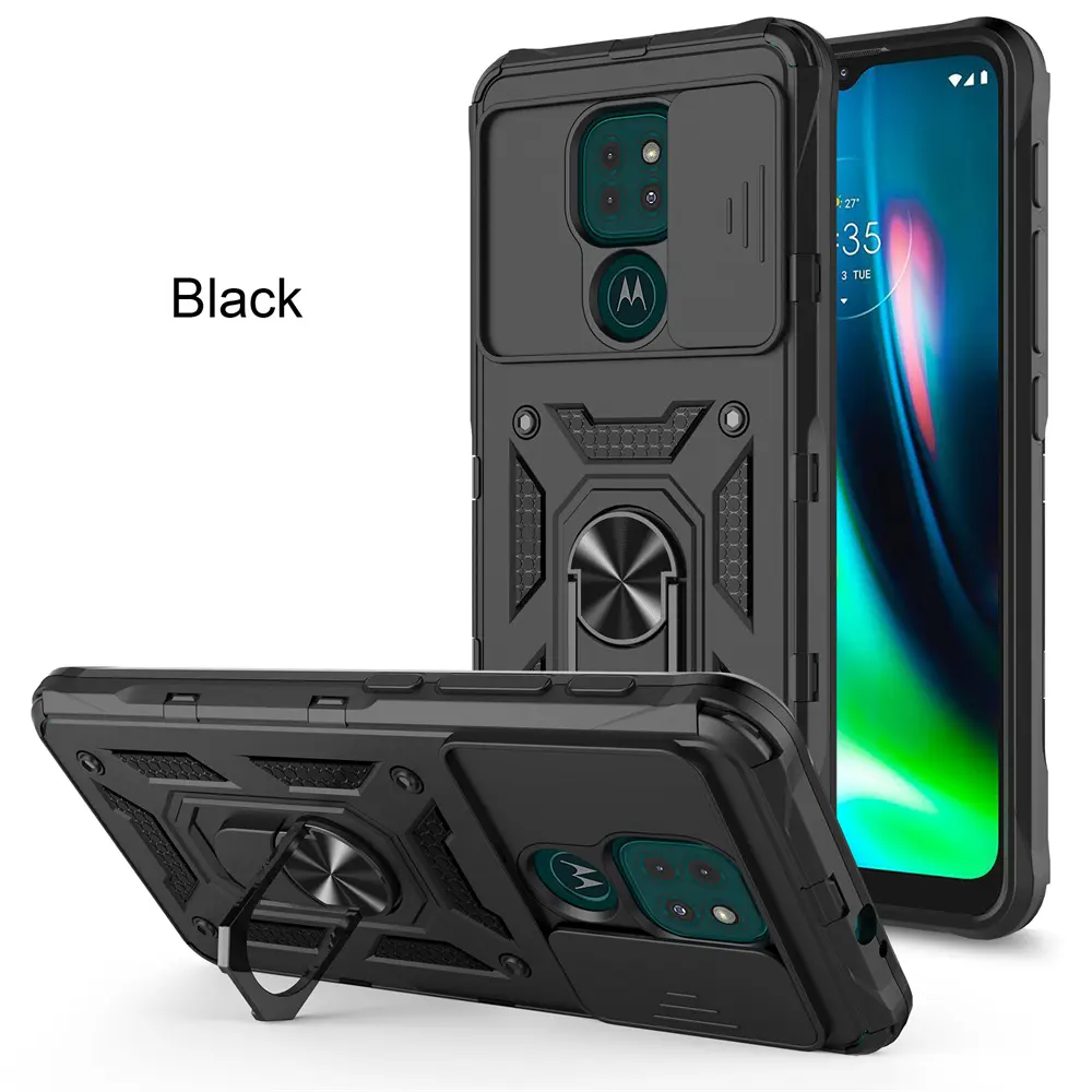 2 in 1 Full Protect Magnet Car Stand Back Cover Phone Case with Ring Holder for Motorola G30 G9 Power Play Plus