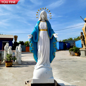 YOUFINE Estatua de Nuestra Señora DE LA Gracia de Mármol de Pie Blanco Natural Religiosa para Exteriores con Escultura de Manos Extensas - Product Image 2