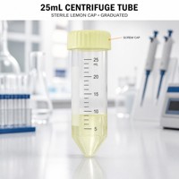 Tube à centrifuger en plastique de 25 ml, stérile, design citron, emballé en sachet, consommables de laboratoire jetables, largement utilisés dans la recherche médicale
