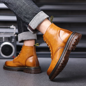 Bottes <span class=keywords><strong>Chelsea</strong></span> montantes pour hommes, hiver, mi-mollet, doublées de polaire, chaudes, décontractées, rétro, tendance, semelle en caoutchouc, style décontracté - Product Image 5